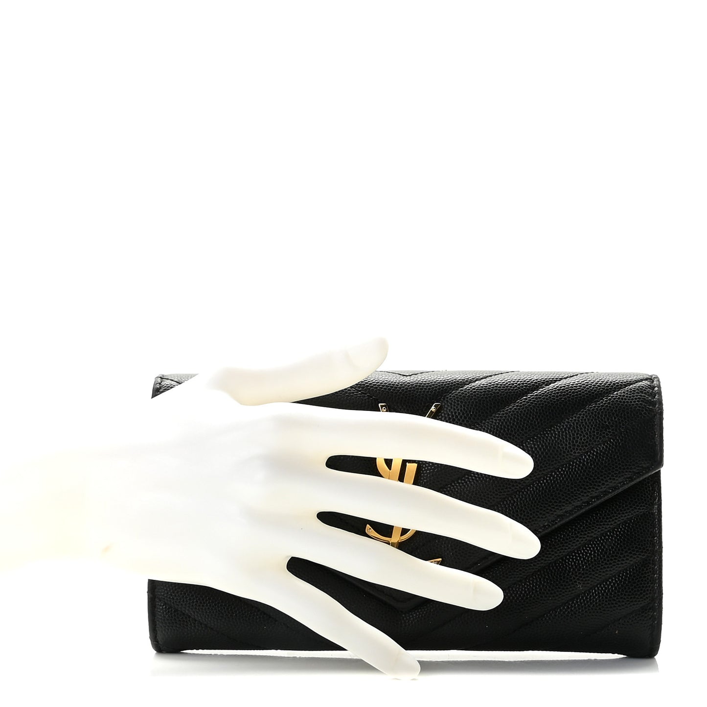 Grain De Poudre Matelasse Chevron Monogram Flap Wallet Black