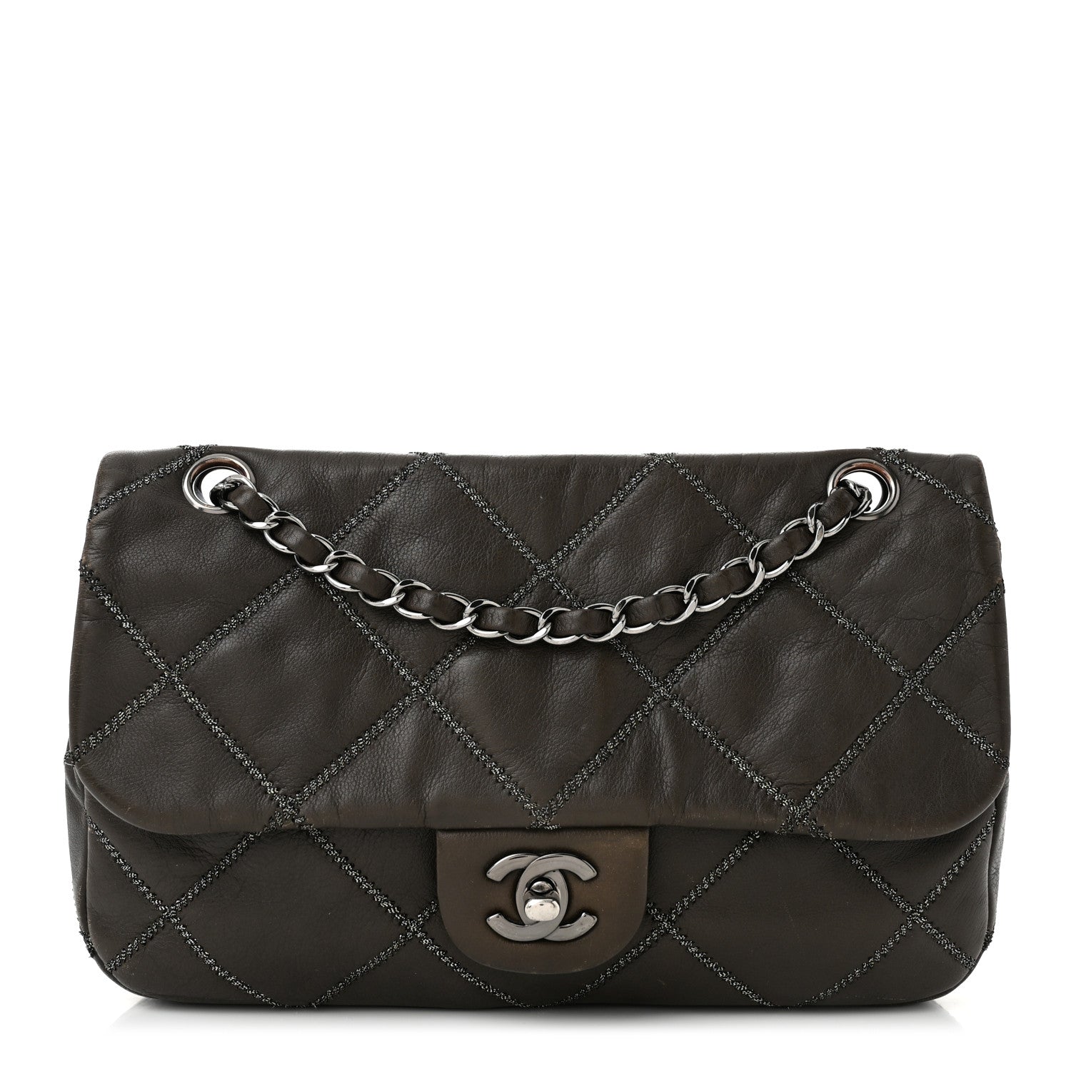 Chanel Calfskin Stitch Small Flap Dark Brown 1 of 12