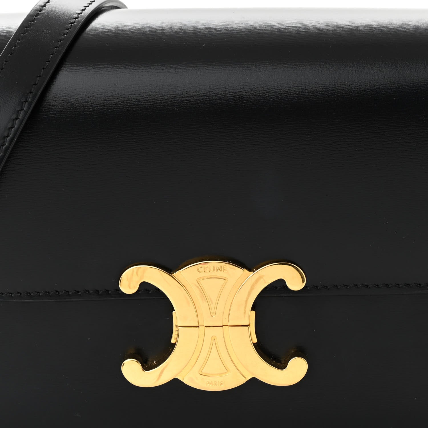 Celine Shiny Calfskin Medium Triomphe Black 8 of 12