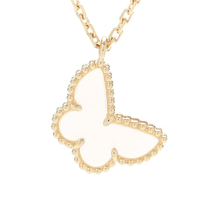 Van Cleef & Arpels 18K Yellow Gold Mother of Pearl Sweet Alhambra Butterfly Pendant Necklace 4 of 8