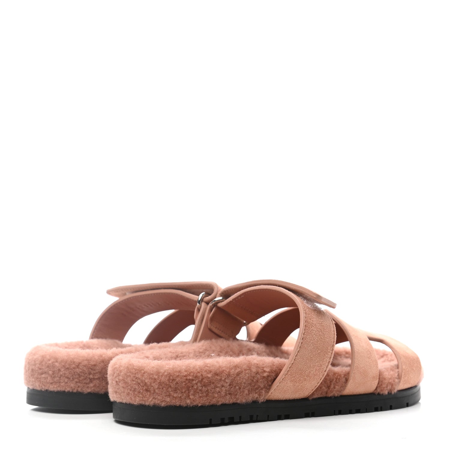 Hermes Suede Goatskin Woolskin Womens Chypre Sandals 37 Rose Aube 4 of 8