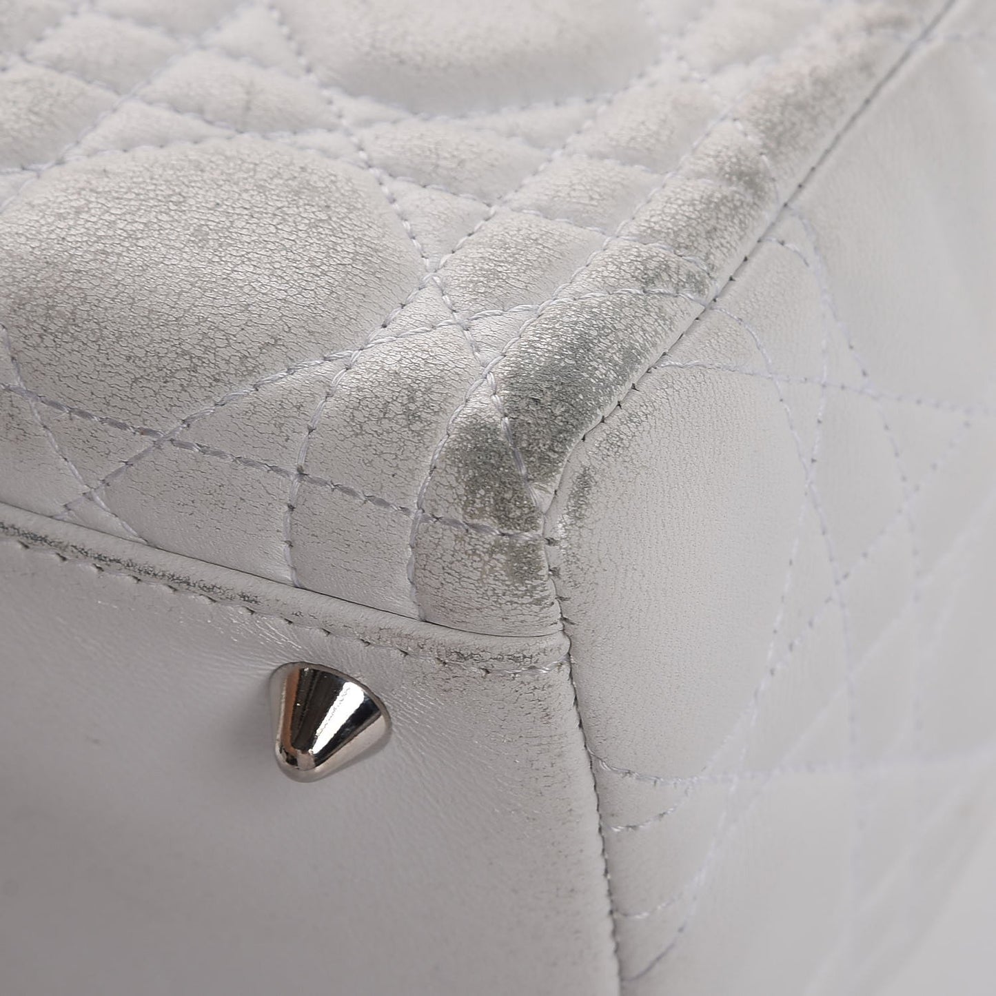 Lambskin Cannage Medium Lady Dior White