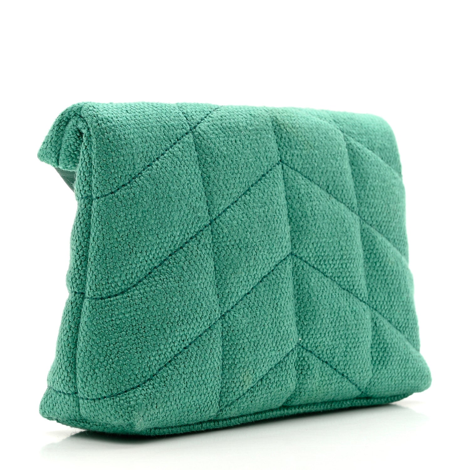Saint Laurent Canvas Quilted Loulou Puffer Monogram Pouch Clutch Green 4 of 9