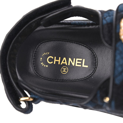 Chanel Denim Velcro Dad Sandals 37 Dark Grey Blue Black 6 of 9