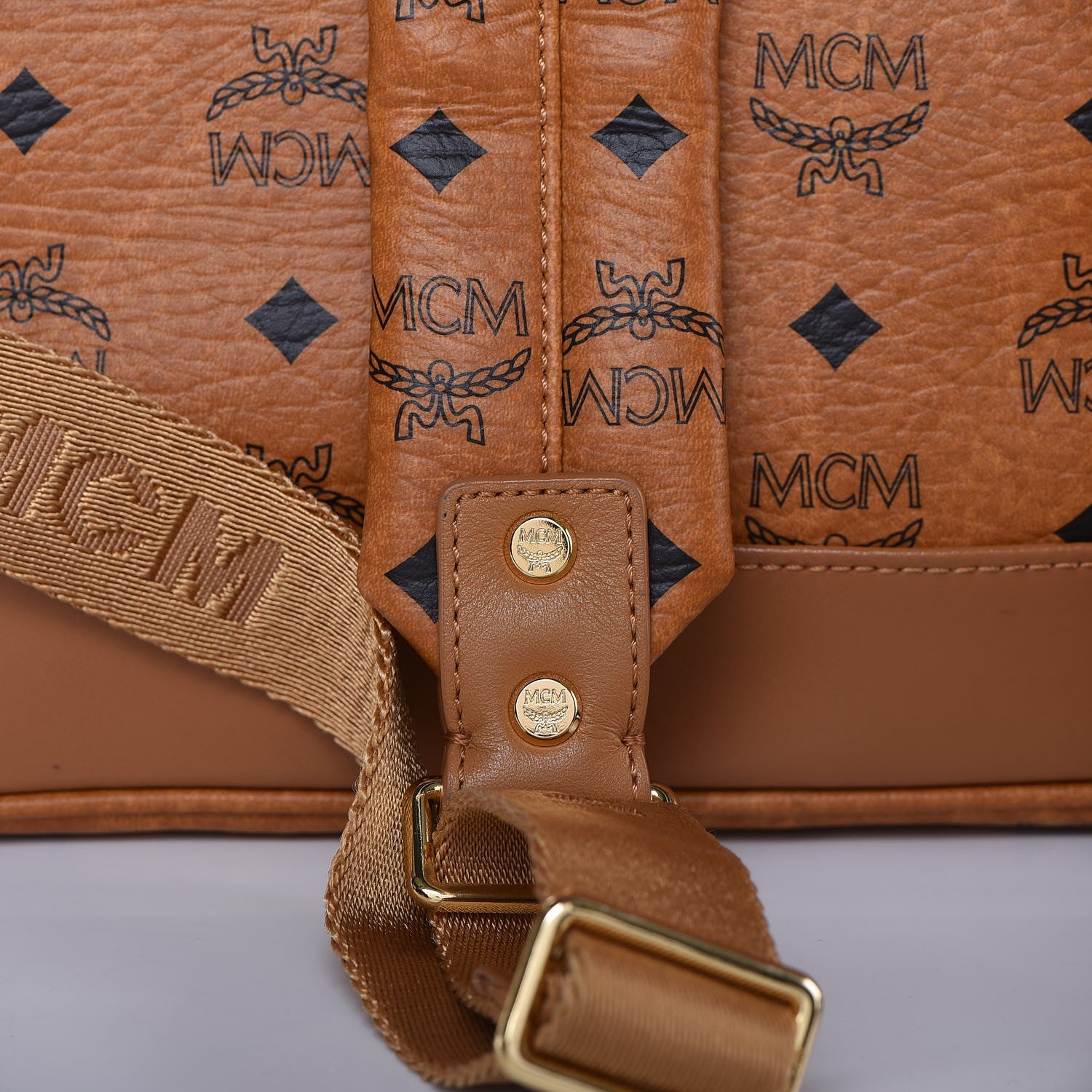MCM Visetos Studded Medium Stark M Backpack Cognac 16 of 22