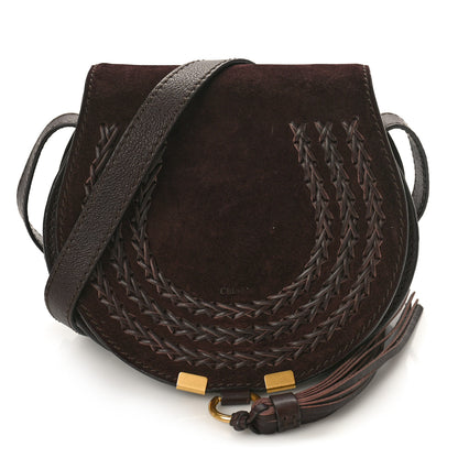 Chloe Suede Braided Small Marcie Saddle Bag Burgundy 1 of 9