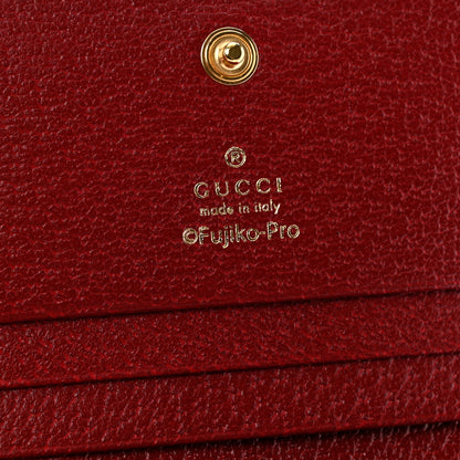 Gucci X DORAEMON Mini Vintage GG Supreme Monogram Card Case Wallet Beige Cherry Red 6 of 8
