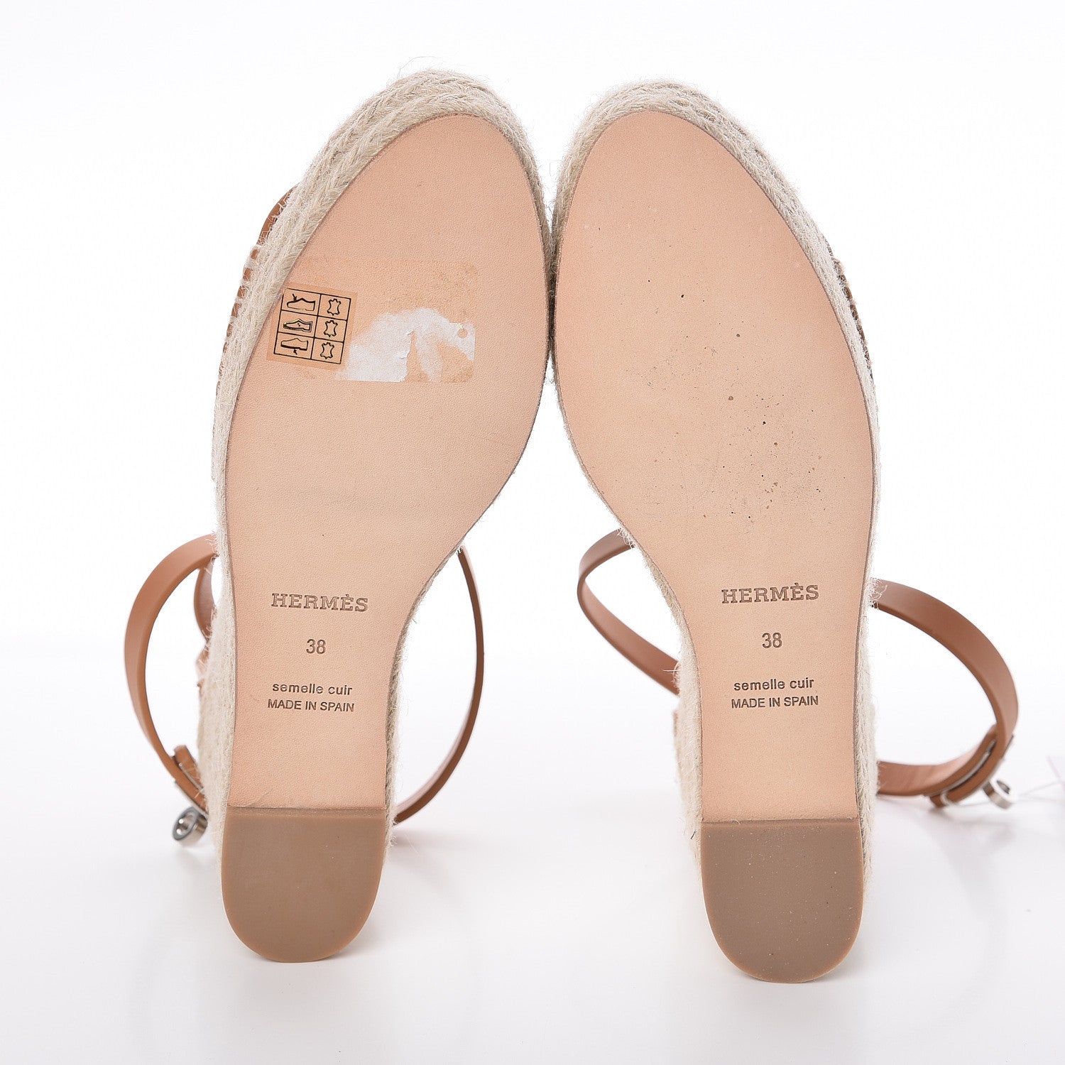 Hermes Calfskin Tivoli Espadrille Wedge Sandals 38 Naturel 5 of 9