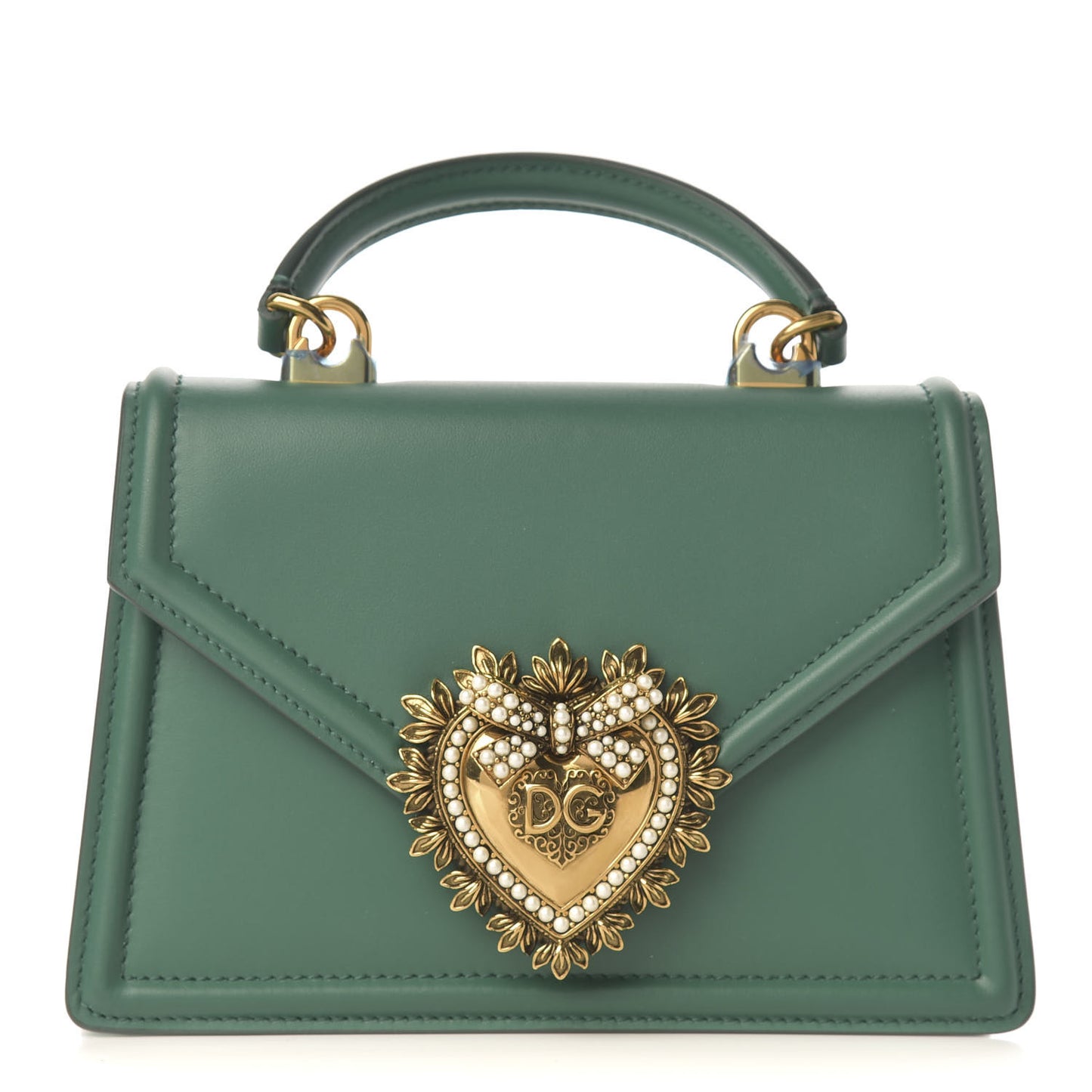 Smooth Calfskin Small Devotion Envelope Top Handle Bag Green