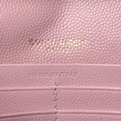 Saint Laurent Grain De Poudre Matelasse Chevron Monogram Chain Wallet Pink 6 of 8
