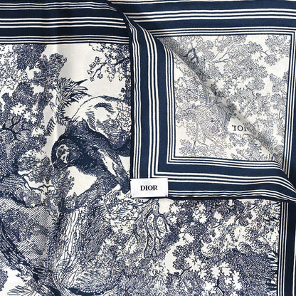 Christian Dior Silk Toile De Jouy Scarf Blue 4 of 4