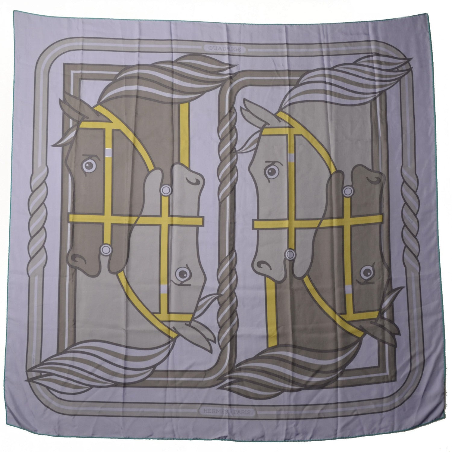 Hermes Silk Dip Dyed Quadrige Scarf 140 Lilac Gris Chartreuse 2 of 7