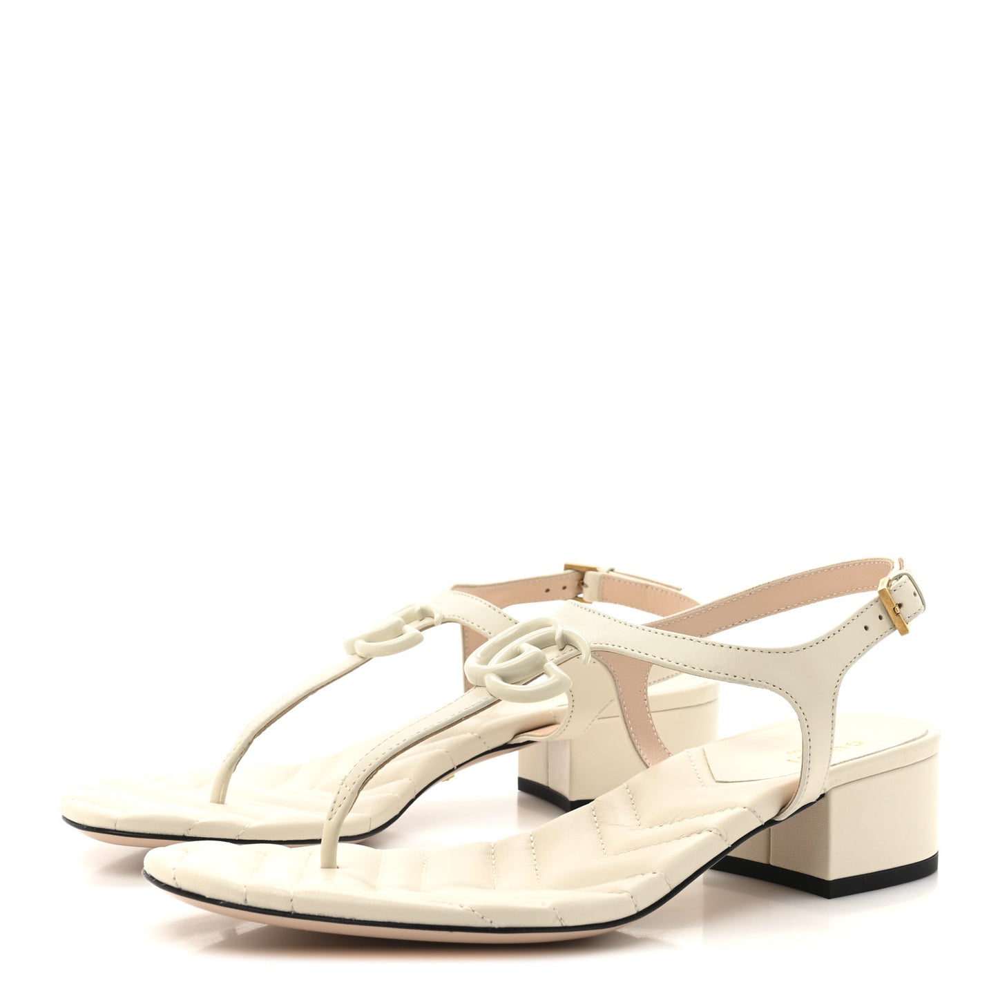 Nappa Matelasse Double G 35mm Thong Sandals 38 Mystic White