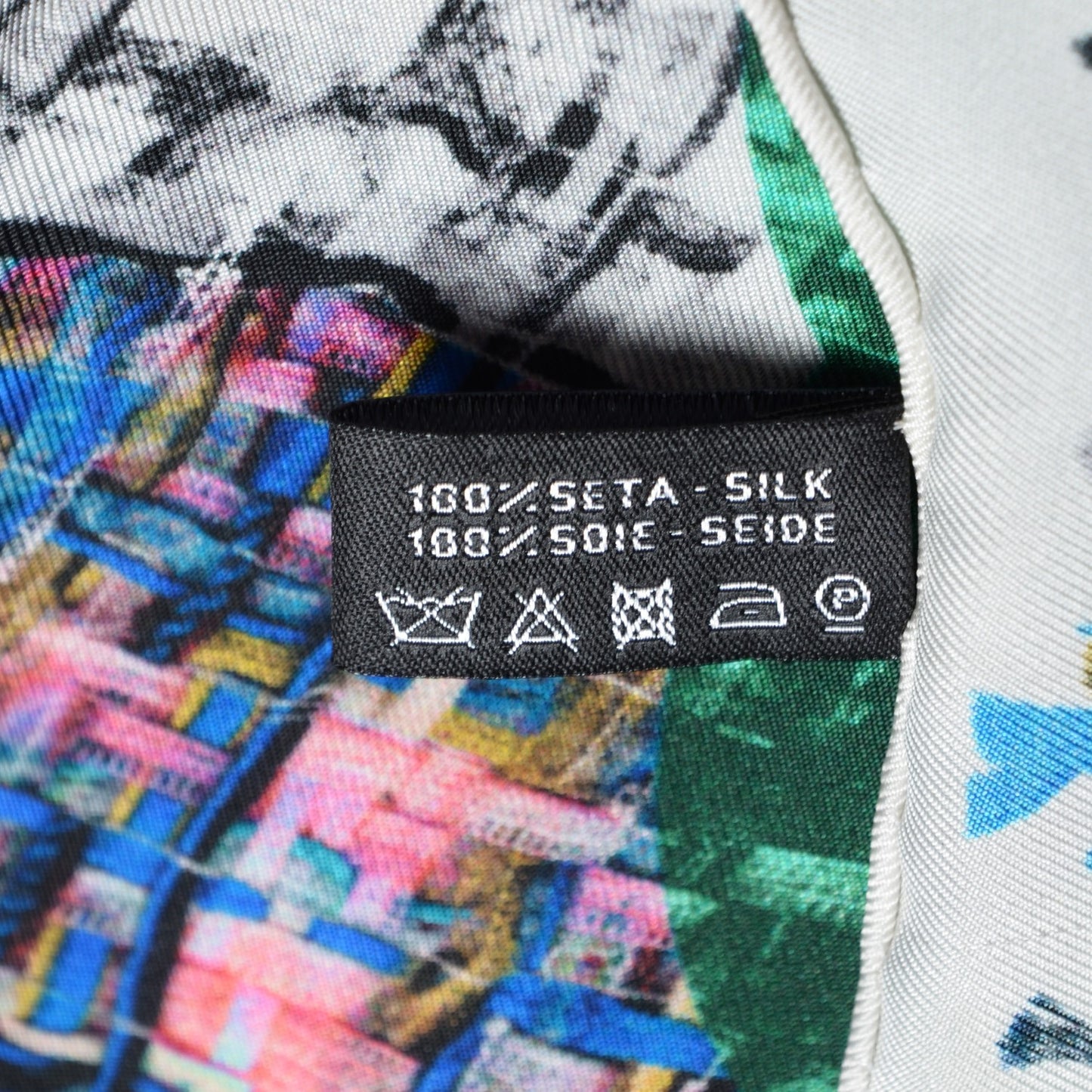 Silk Tweed Effect CC Square Scarf White