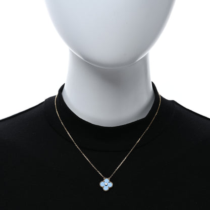 Van Cleef & Arpels 18K Yellow Gold Diamond Celestial Blue Sevres Porcelain Vintage Alhambra Pendant Necklace 2 of 5