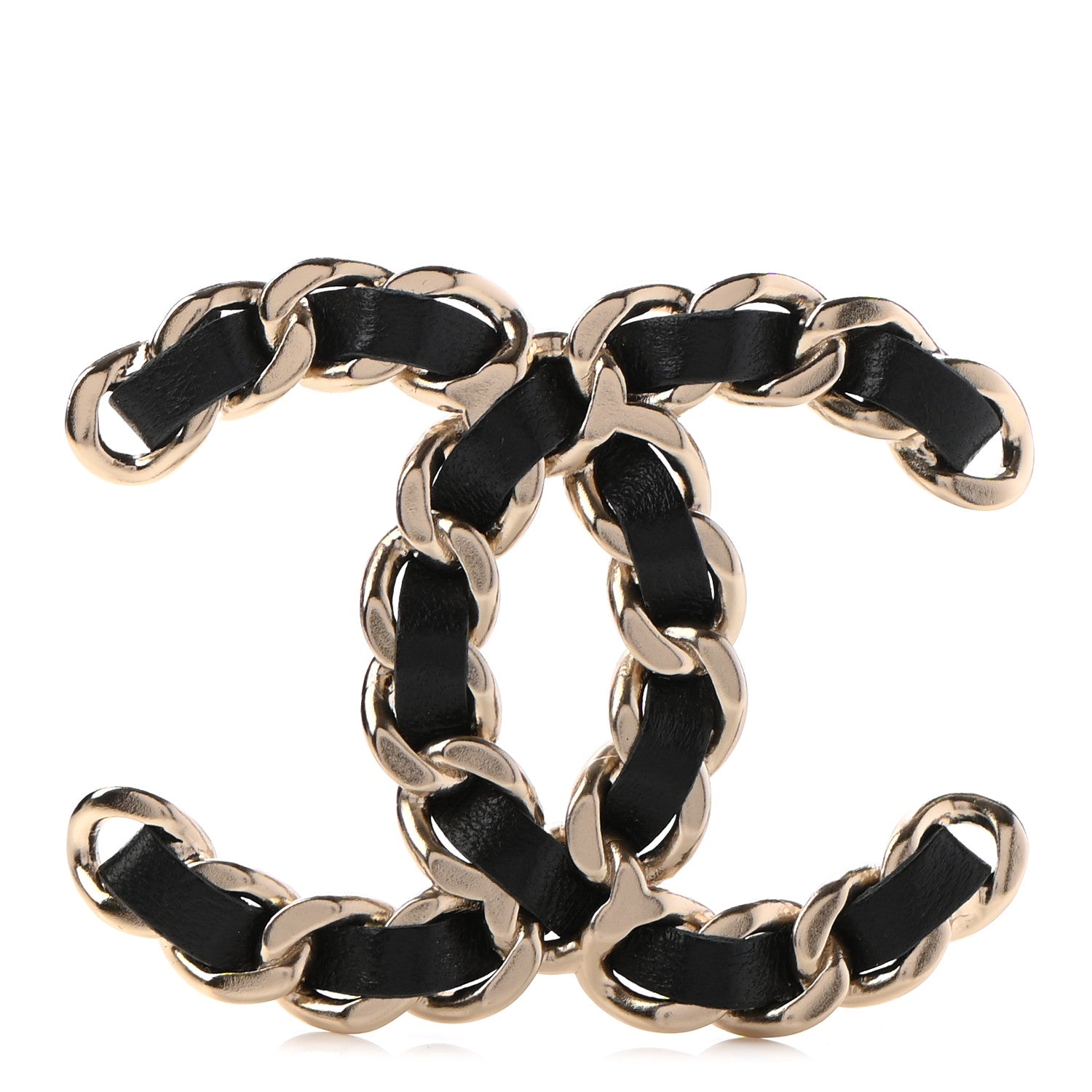 Chanel Lambskin Chain CC Brooch Black Gold 1 of 5