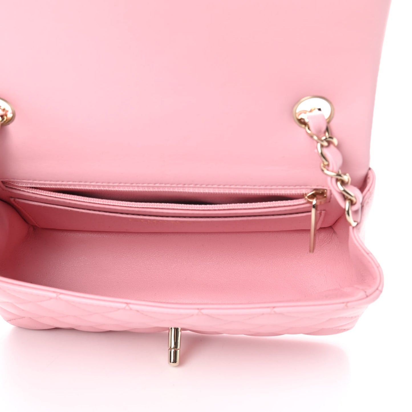 Lambskin Quilted Mini Rectangular Flap Pink