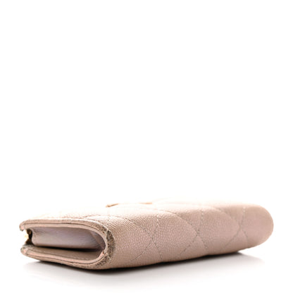 Chanel Iridescent Caviar Quilted Zipped Key Holder Case Beige 4 of 21