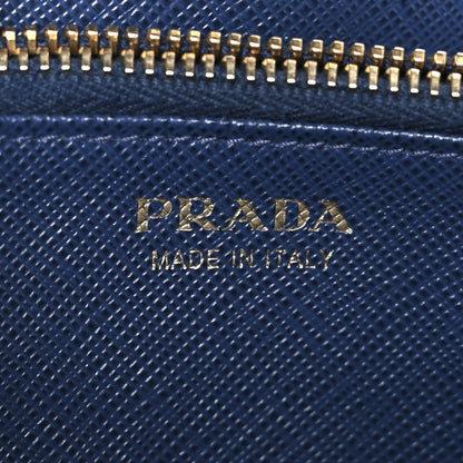 Prada Saffiano Metal Zip Around Wallet Blue 6 of 8