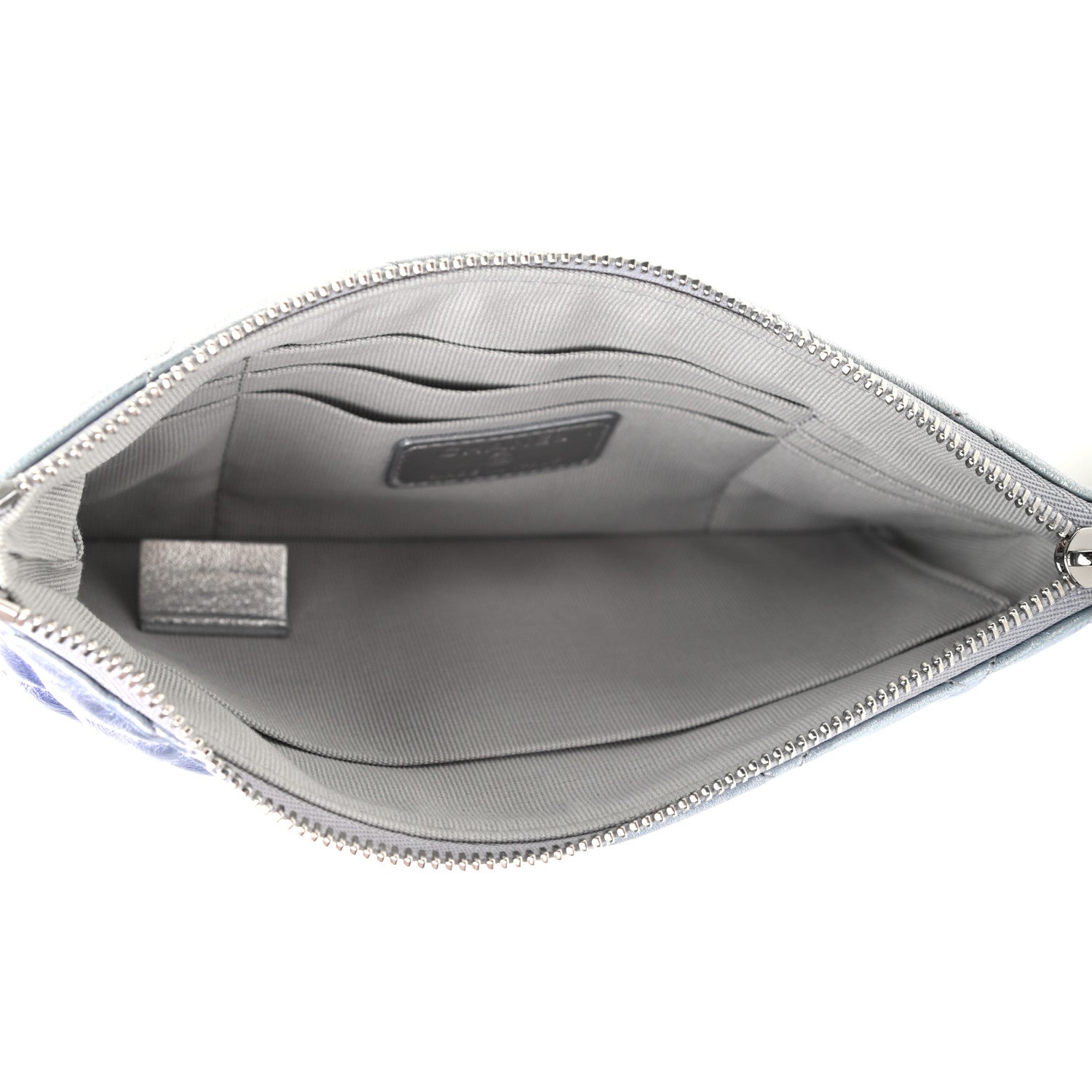 Chanel Gradient Metallic Calfskin Quilted Cosmetic Case Silver Blue Yellow Purple 5 of 7