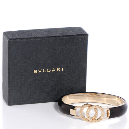 Bulgari BVLGARI Leather Bracelet Black Gold 5 of 5