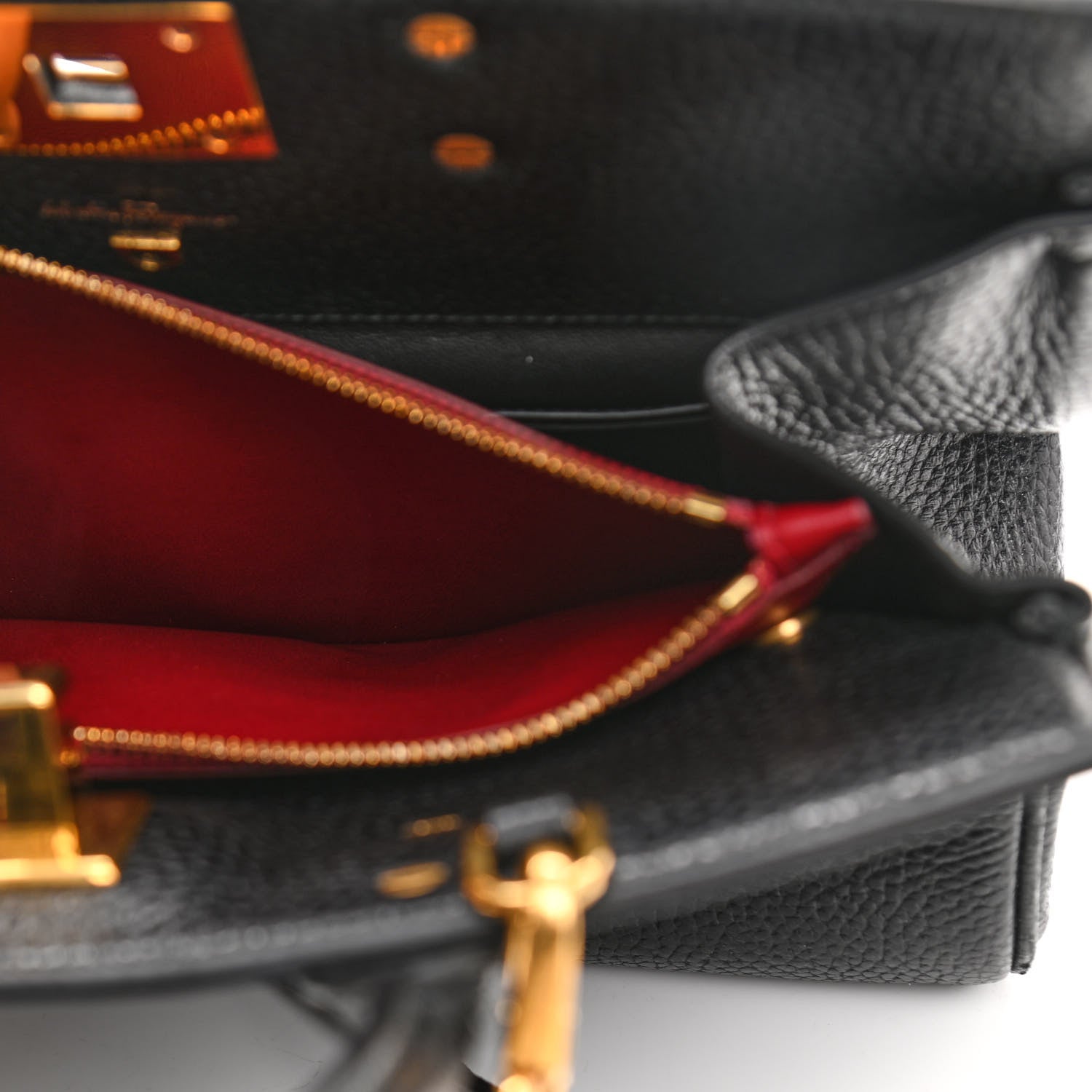 Salvatore Ferragamo Hammered Calfskin Studio Rock Bag Black 7 of 10