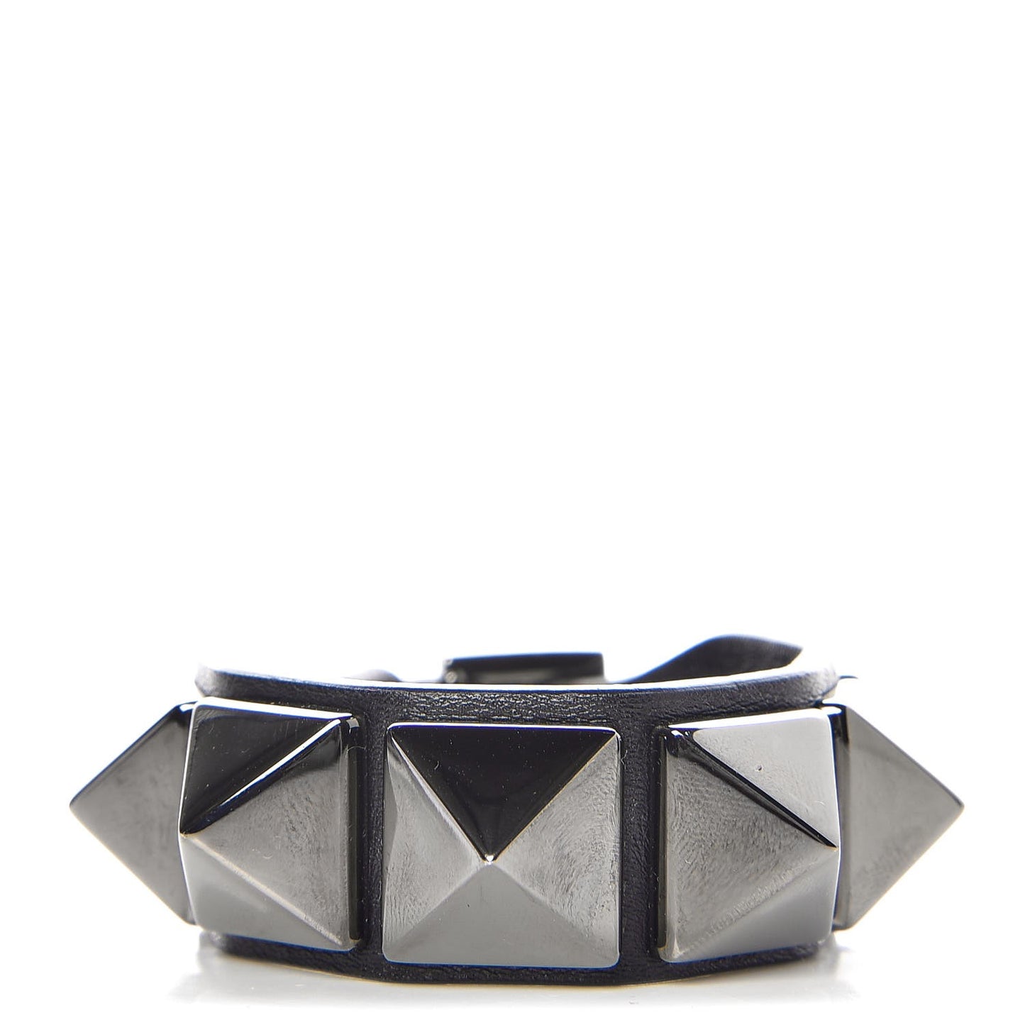 Calfskin Macro Rockstud Bracelet Black