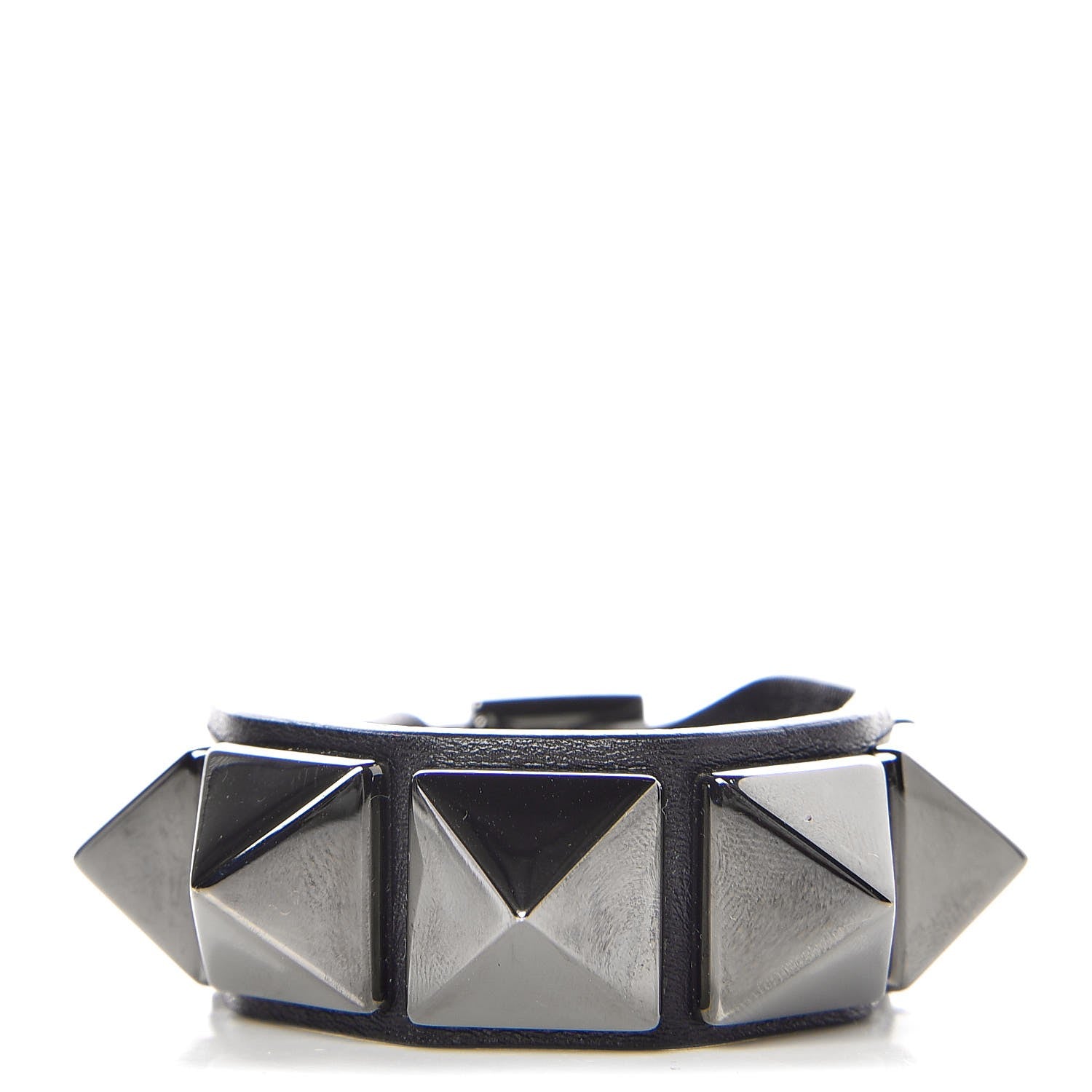 Valentino Garavani Calfskin Macro Rockstud Bracelet Black 1 of 5