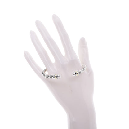 David Yurman Sterling Silver 14K Yellow Gold Pearl 5mm Cable Classics Bracelet 2 of 5