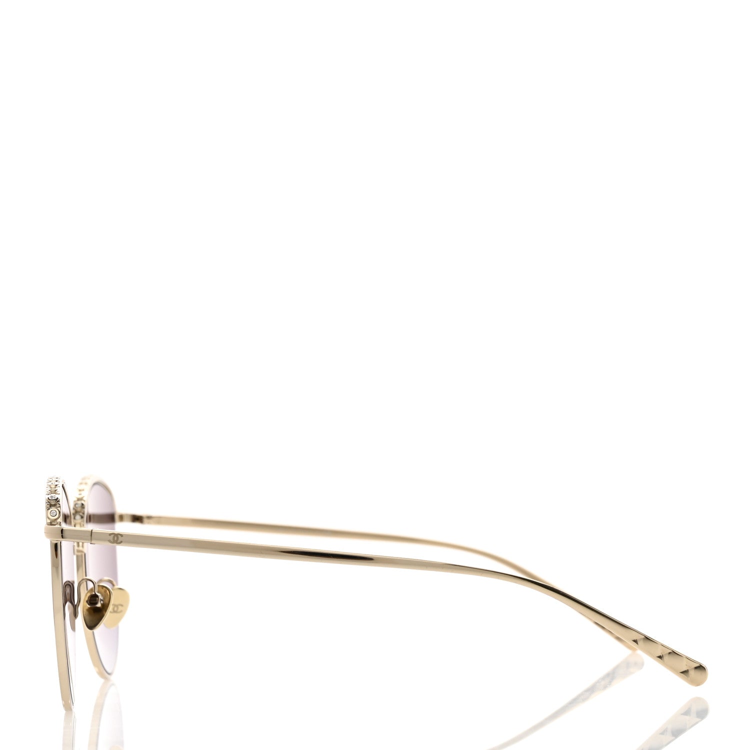 Chanel Metal Crystal Sunglasses 4258-B Gold 3 of 7