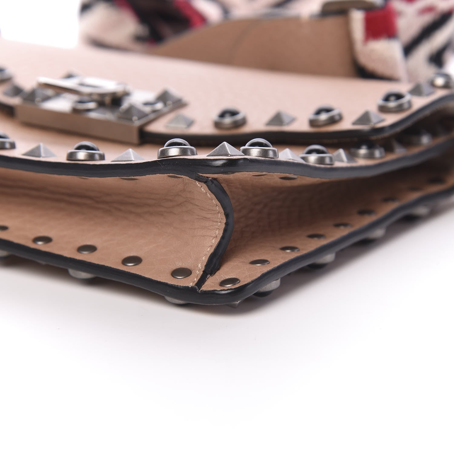 Valentino Garavani Grained Calfskin Onyx Small Guitar Strap Rockstud Rolling Shoulder Flap Bag Soft Noisette 11 of 13