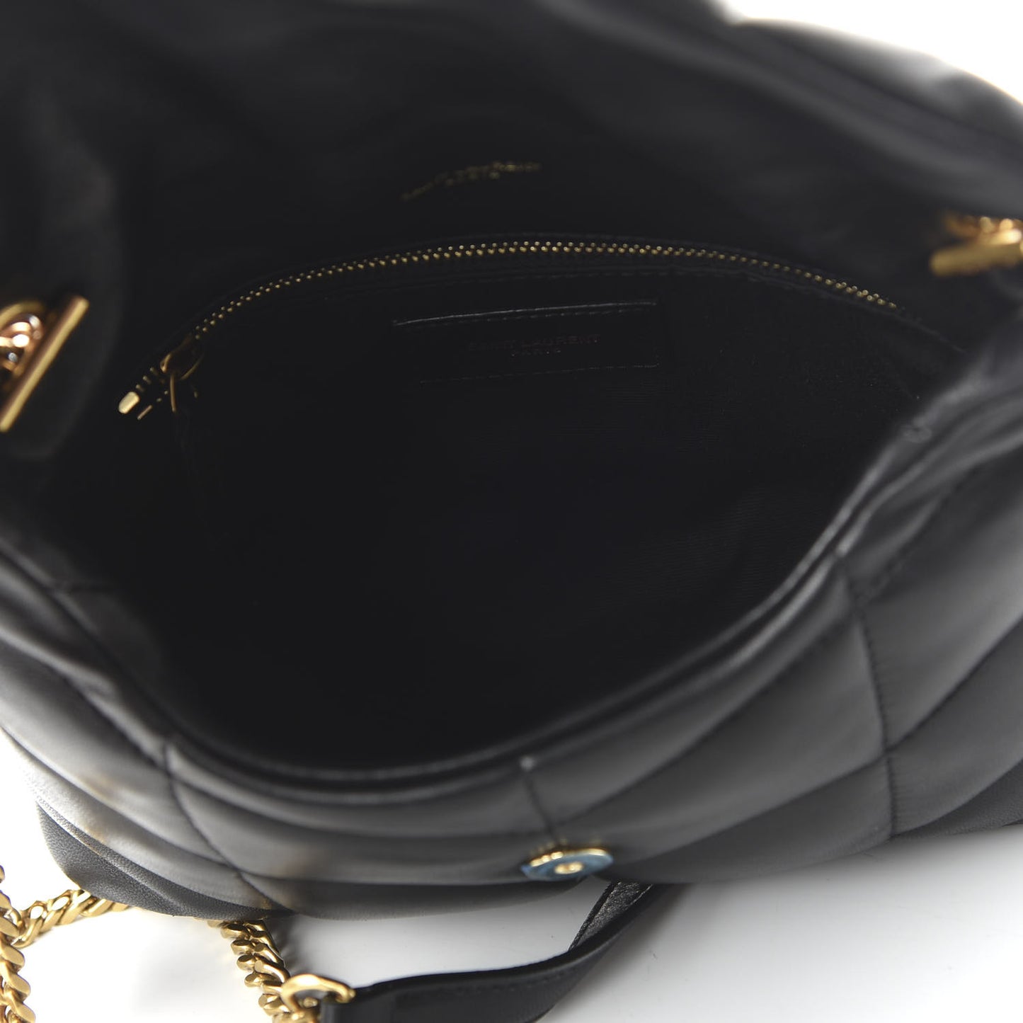 Lambskin Quilted Toy Loulou Puffer Monogram Chain Satchel Black