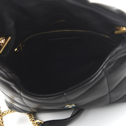 Saint Laurent Lambskin Quilted Toy Loulou Puffer Monogram Chain Satchel Black 5 of 9