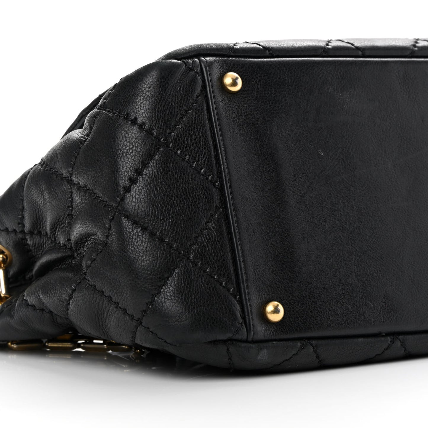 Calfskin Quilted Retro Chain Flap Black