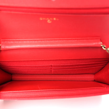 Chanel Caviar Quilted Wallet on Chain WOC Red 5 of 12