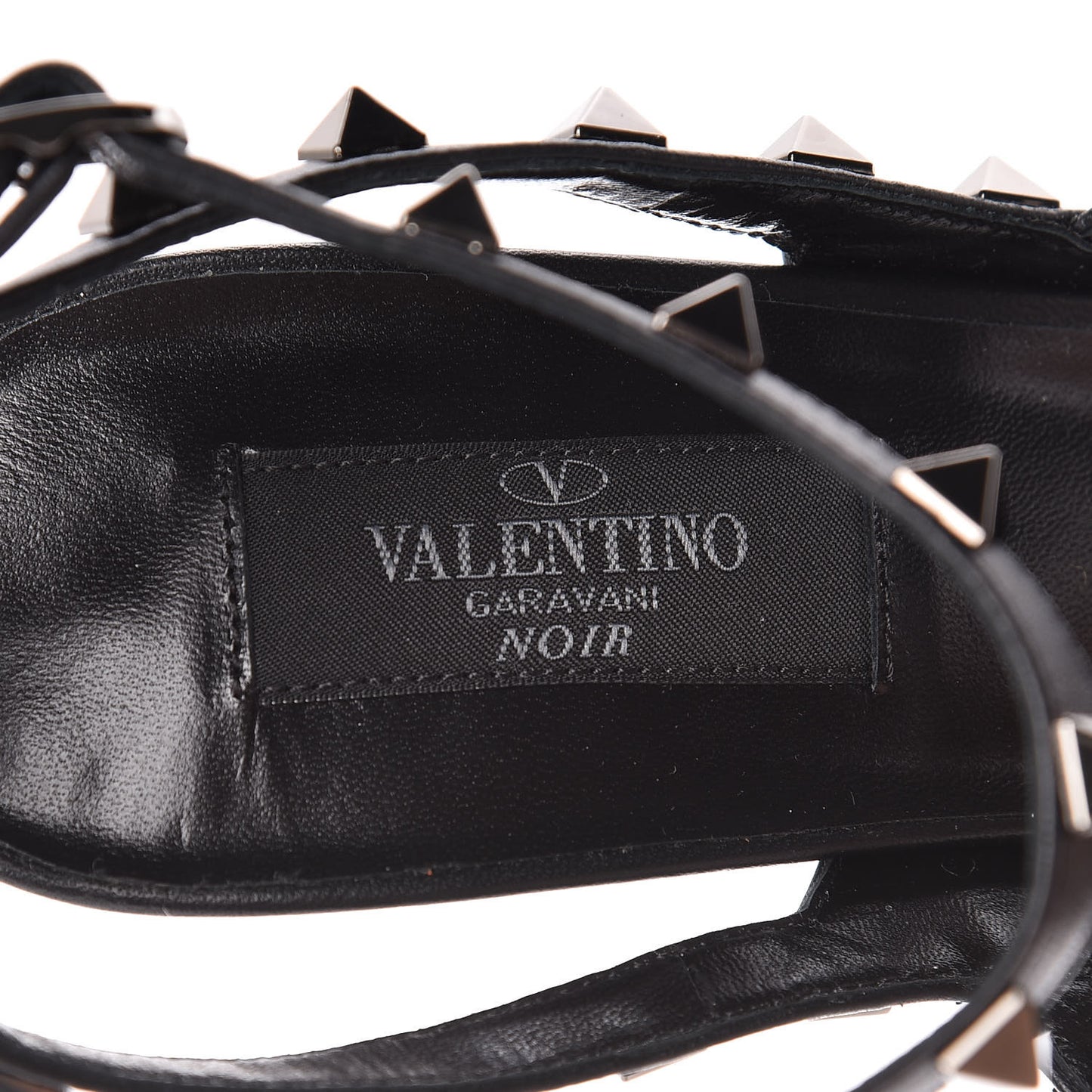 Calfskin Nappa Rockstud Ankle Strap 100mm Pumps 39.5 Black