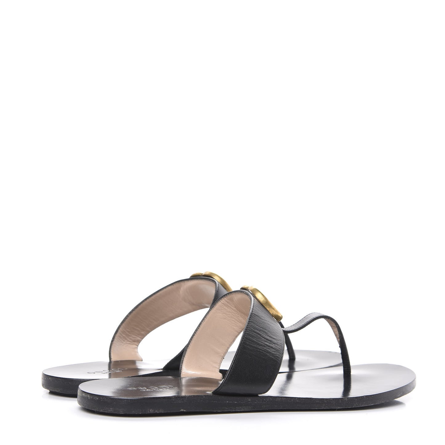 Calfskin GG Marmont Thong Sandals 38.5 Black