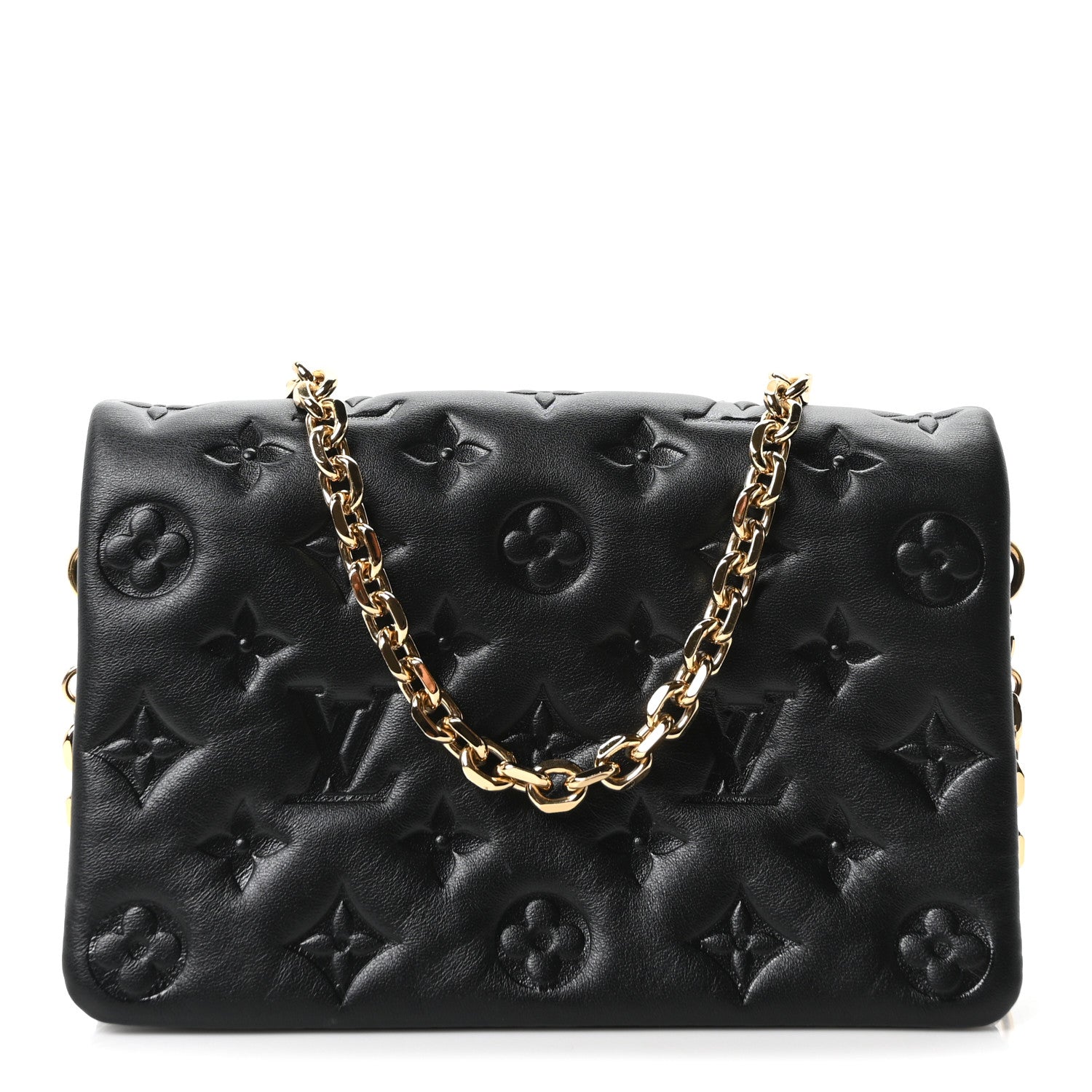 Louis Vuitton Lambskin Embossed Monogram Pochette Coussin Black 1 of 9
