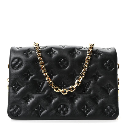Louis Vuitton Lambskin Embossed Monogram Pochette Coussin Black 1 of 9