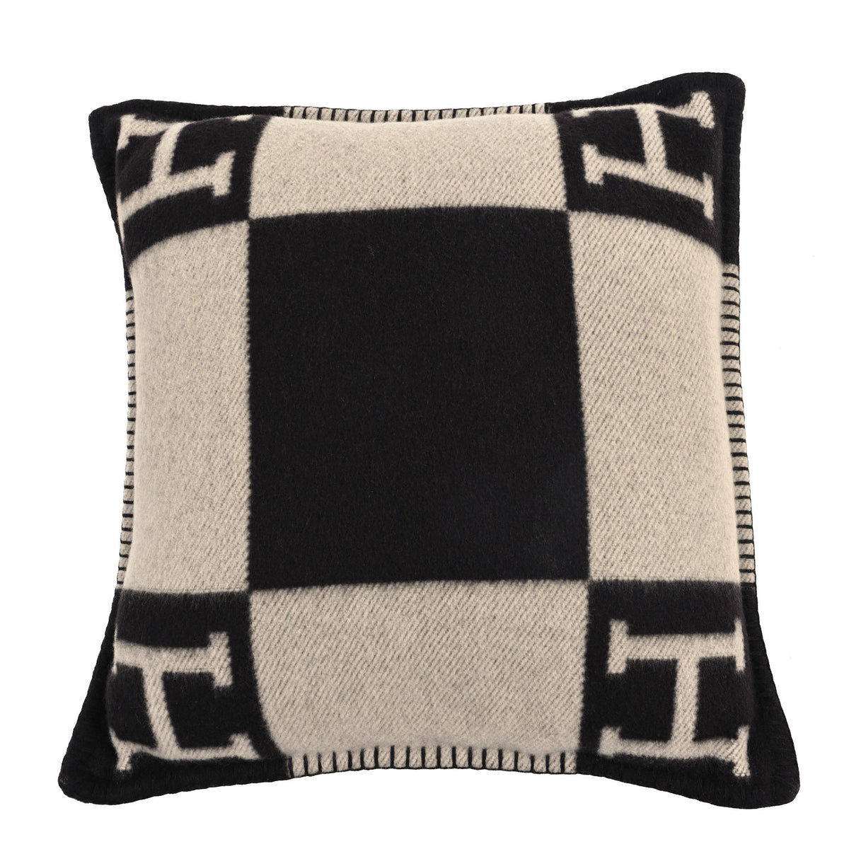 Wool Cashmere Avalon Pillow PM Ecru Gris Fonce