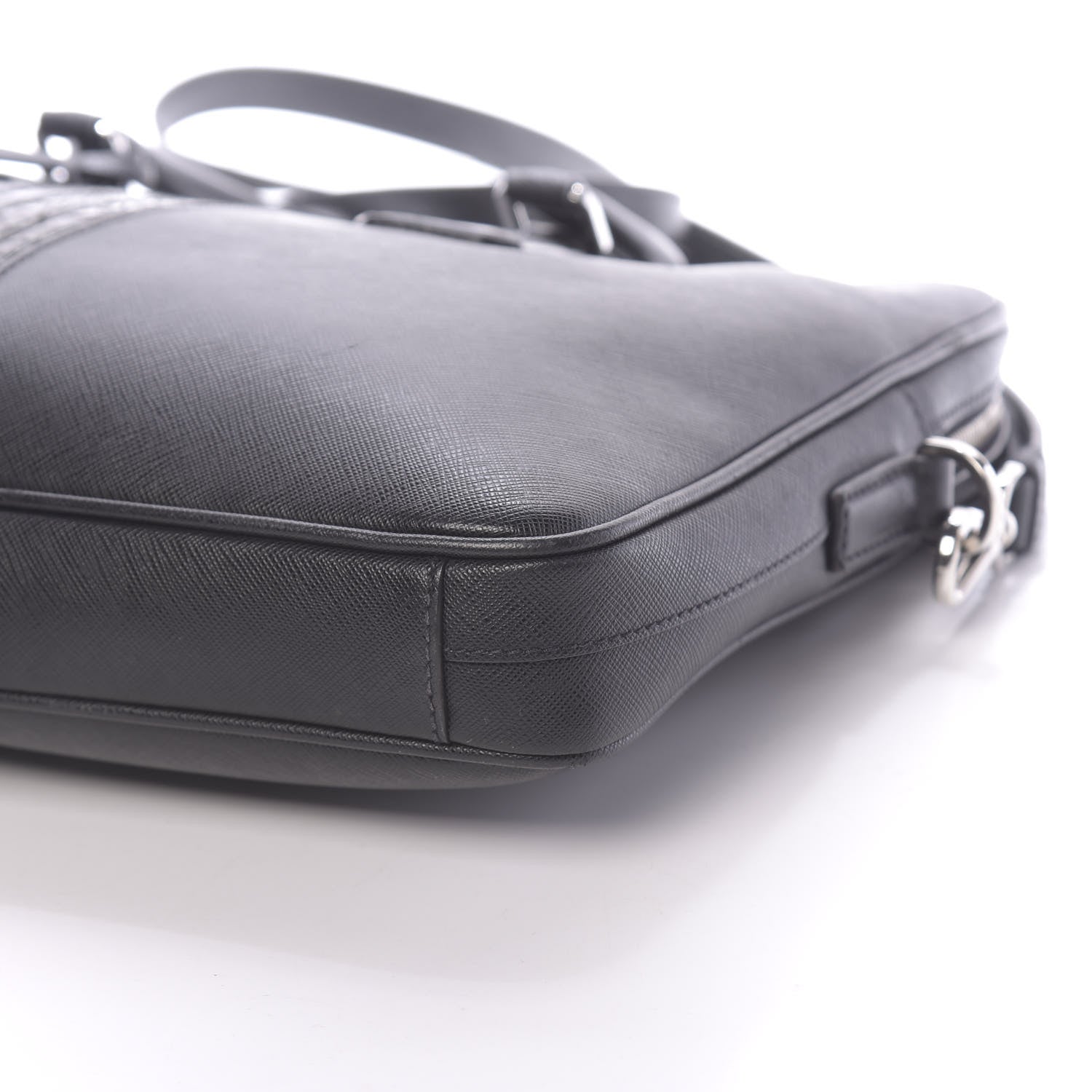 Prada Saffiano Crocodile Embossed Travel Briefcase Black 9 of 10