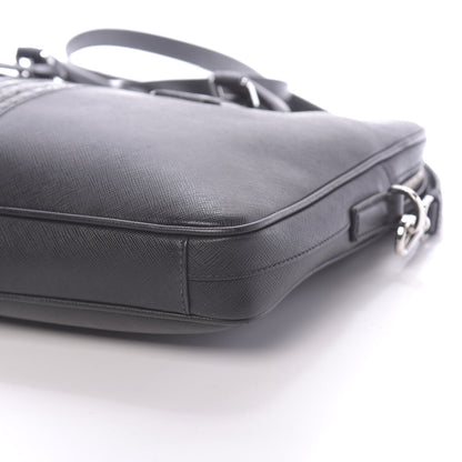 Prada Saffiano Crocodile Embossed Travel Briefcase Black 9 of 10