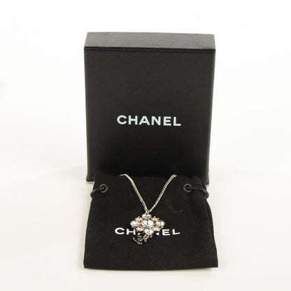Chanel Crystal CC Pendant Necklace Silver 3 of 5