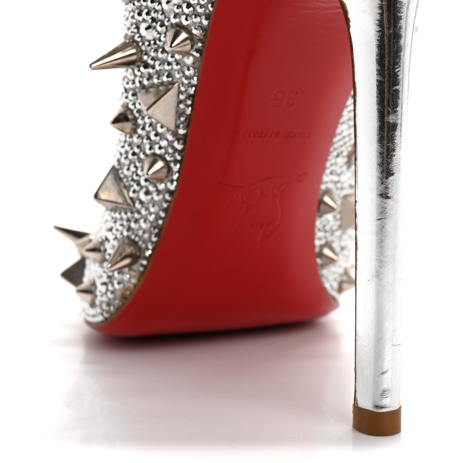 Christian Louboutin Potpourri Strass Pigalli 120 Pumps 36 Silver 9 of 12