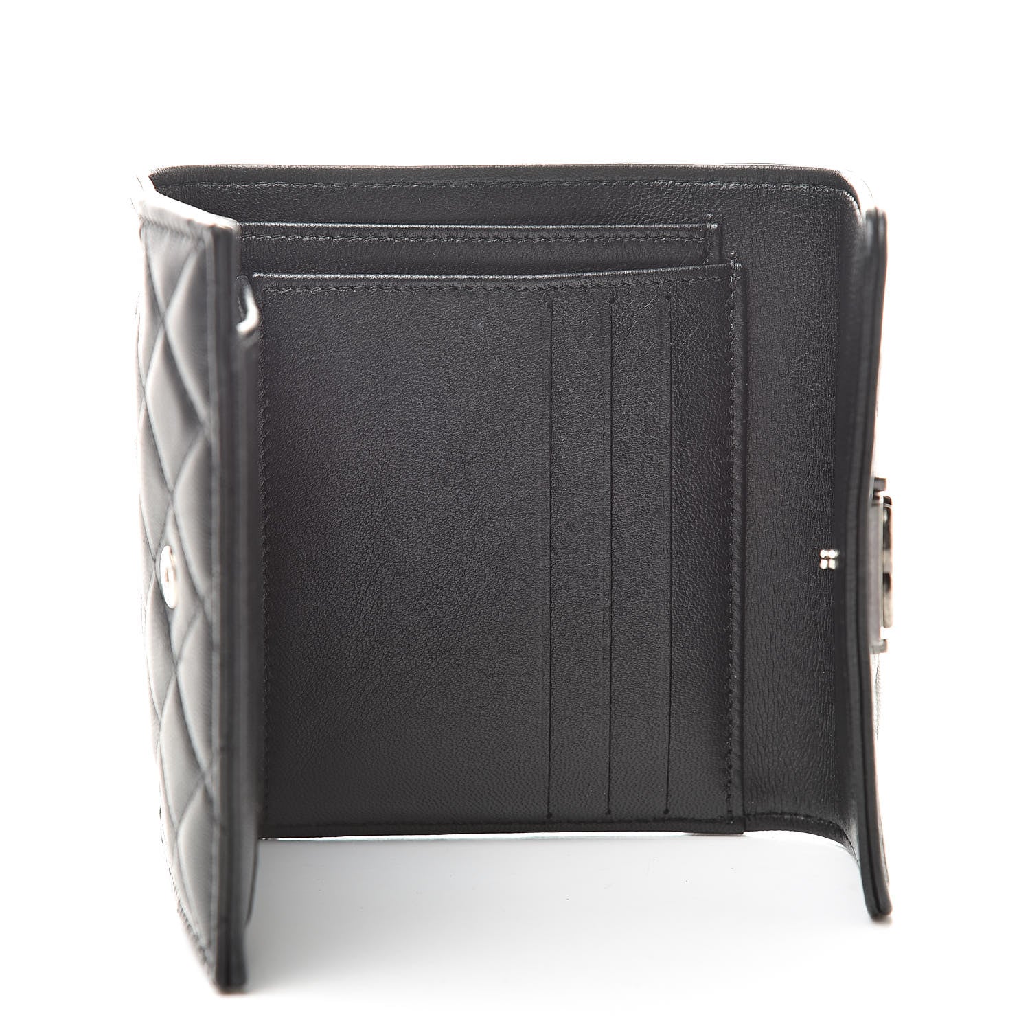 Chanel Lambskin Quilted Compact Boy Wallet Black 5 of 10