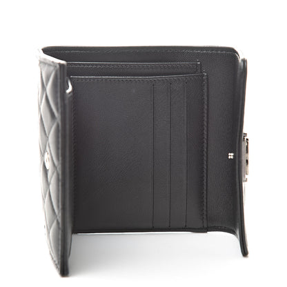 Chanel Lambskin Quilted Compact Boy Wallet Black 5 of 10