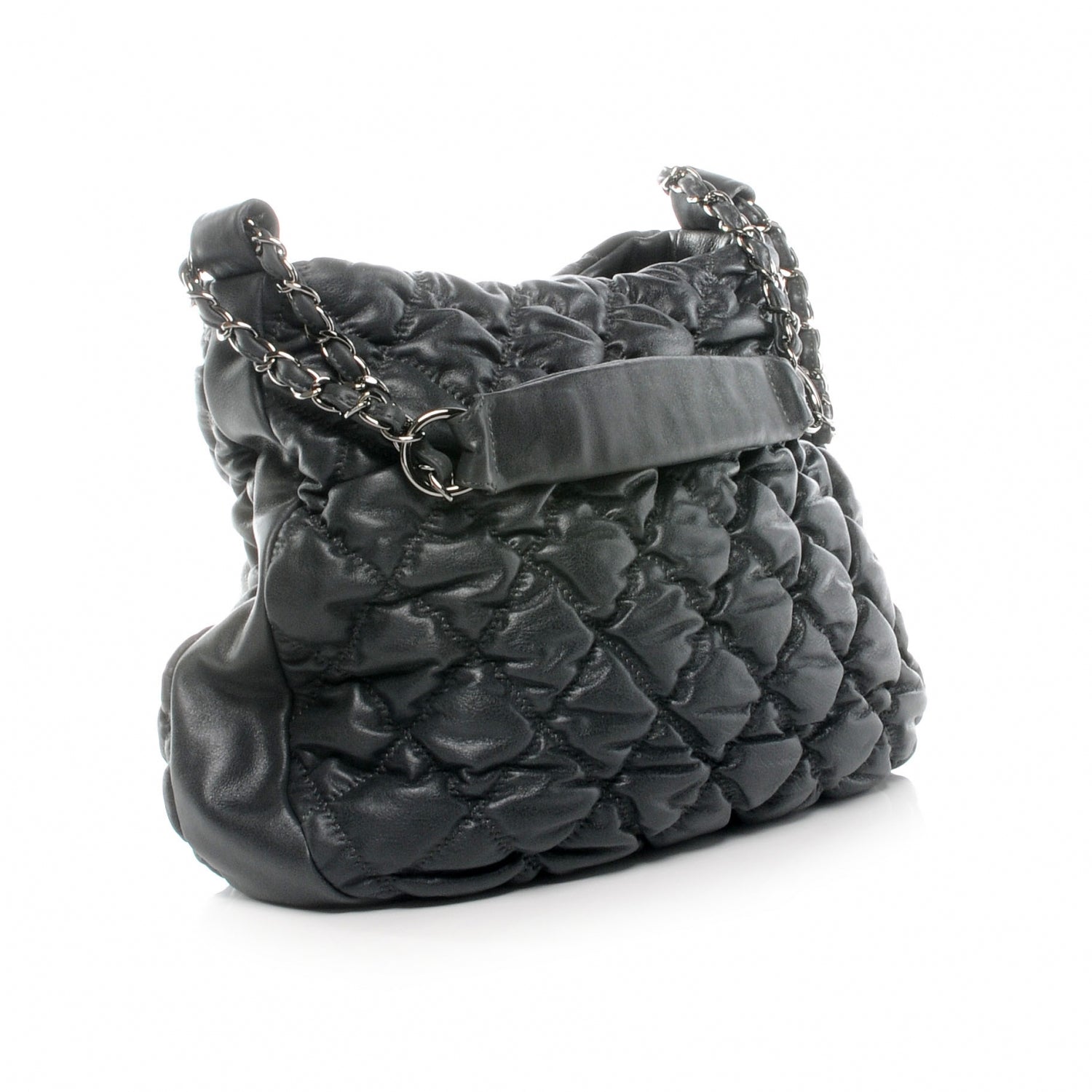 Chanel Leather Bubble Quilt Hobo Grey 3 of 9