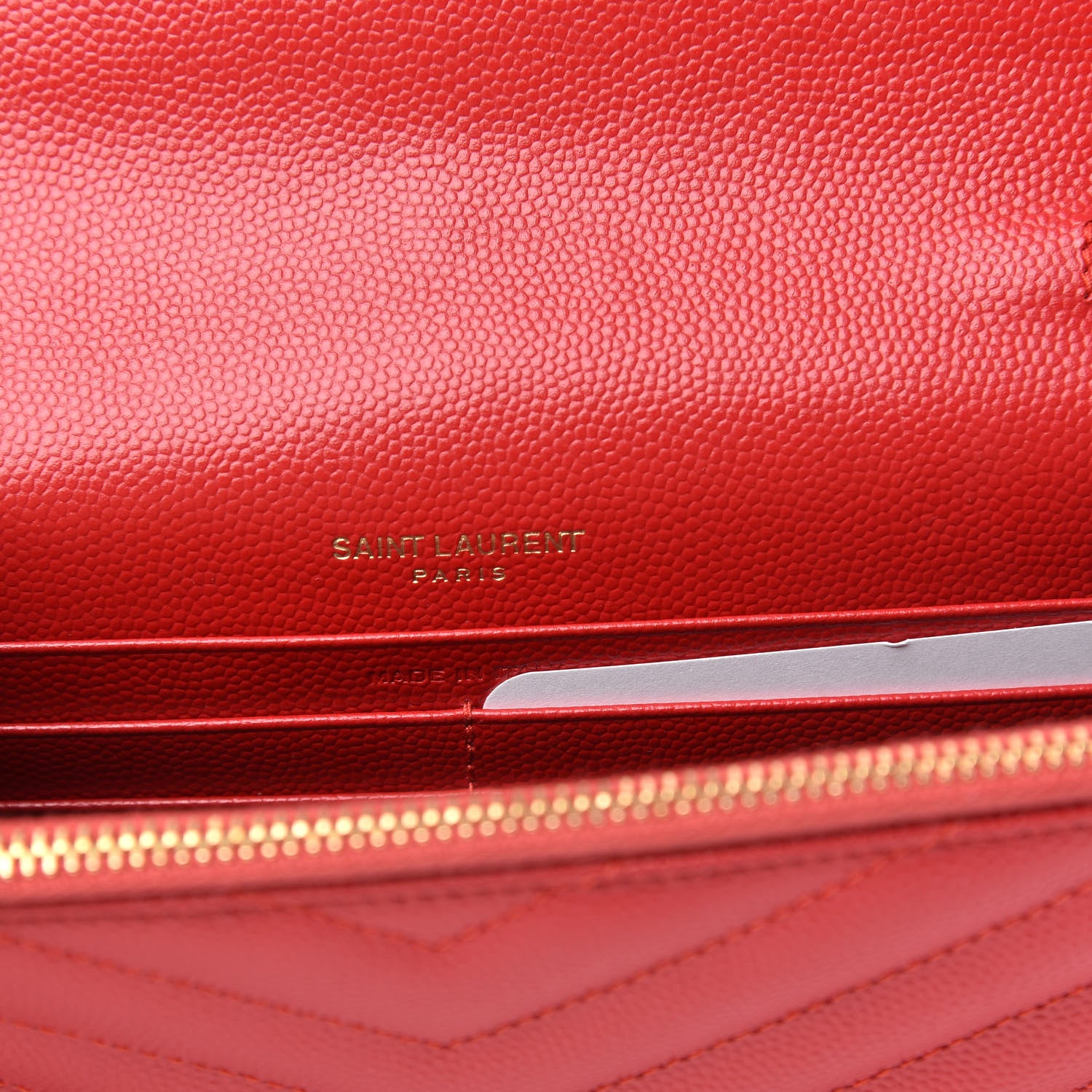 Saint Laurent Grain De Poudre Matelasse Chevron Monogram Envelope Chain Wallet New Red 6 of 10