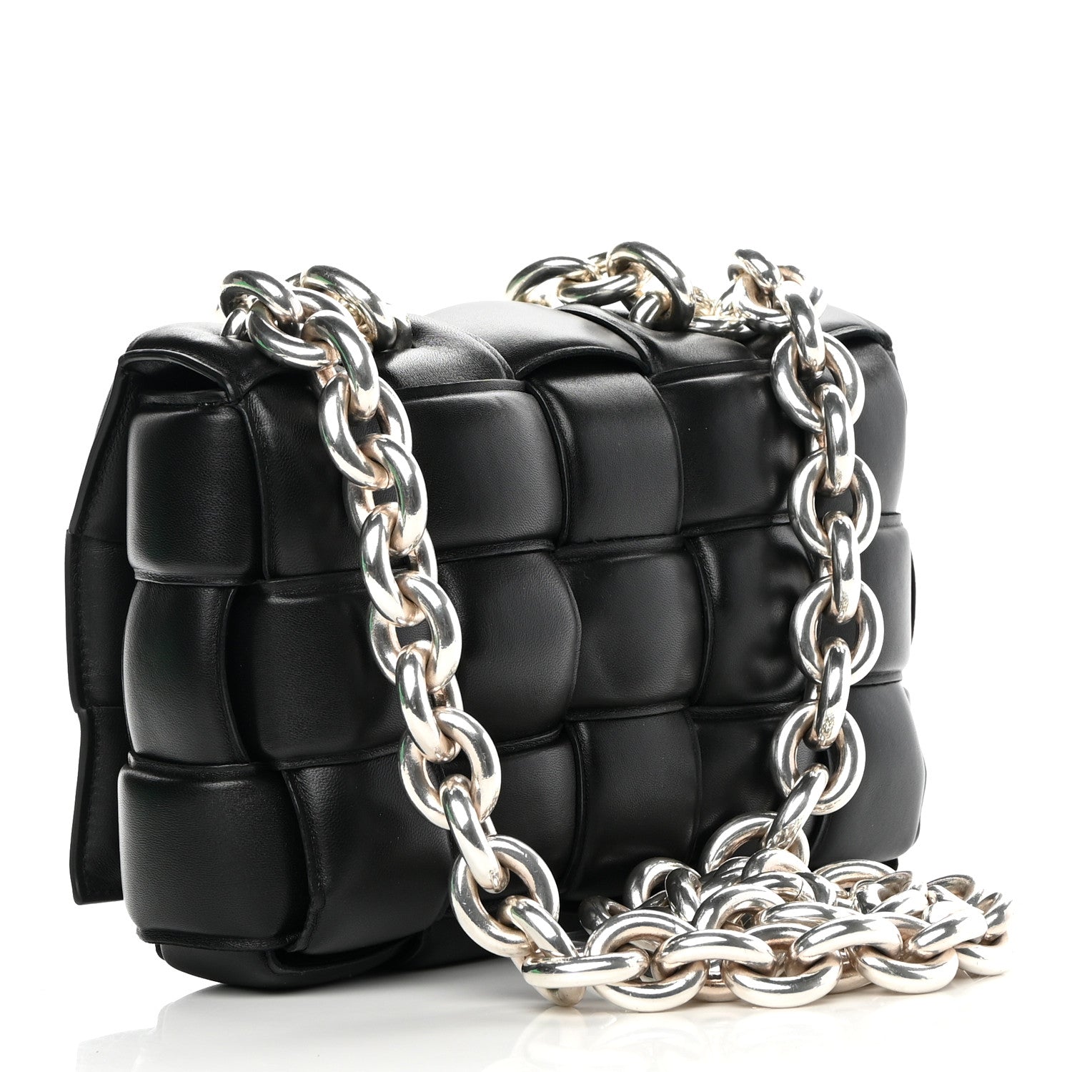 Bottega Veneta Lambskin Maxi Intreccio Padded Chain Cassette Crossbody Bag Black 2 of 11