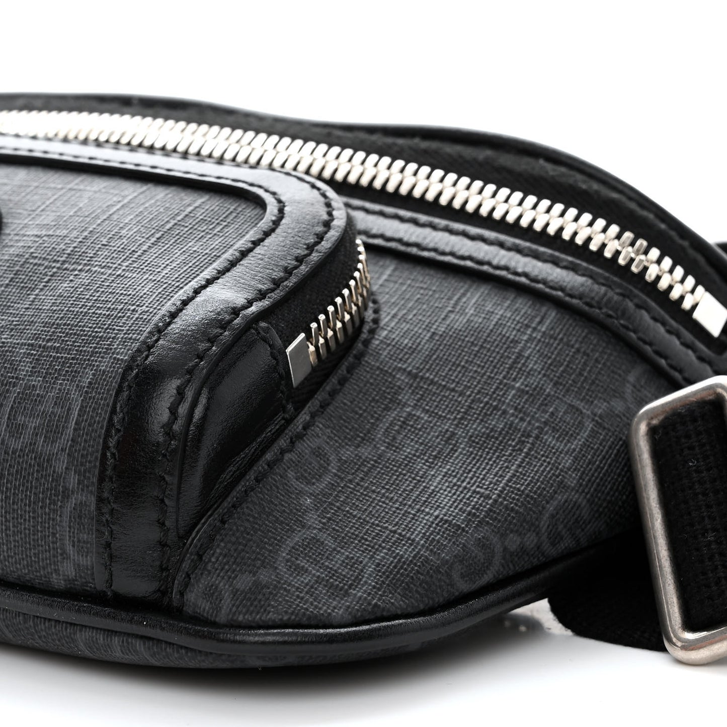 GG Supreme Monogram Textured Calfskin Retro Interlocking G Belt Bag Black